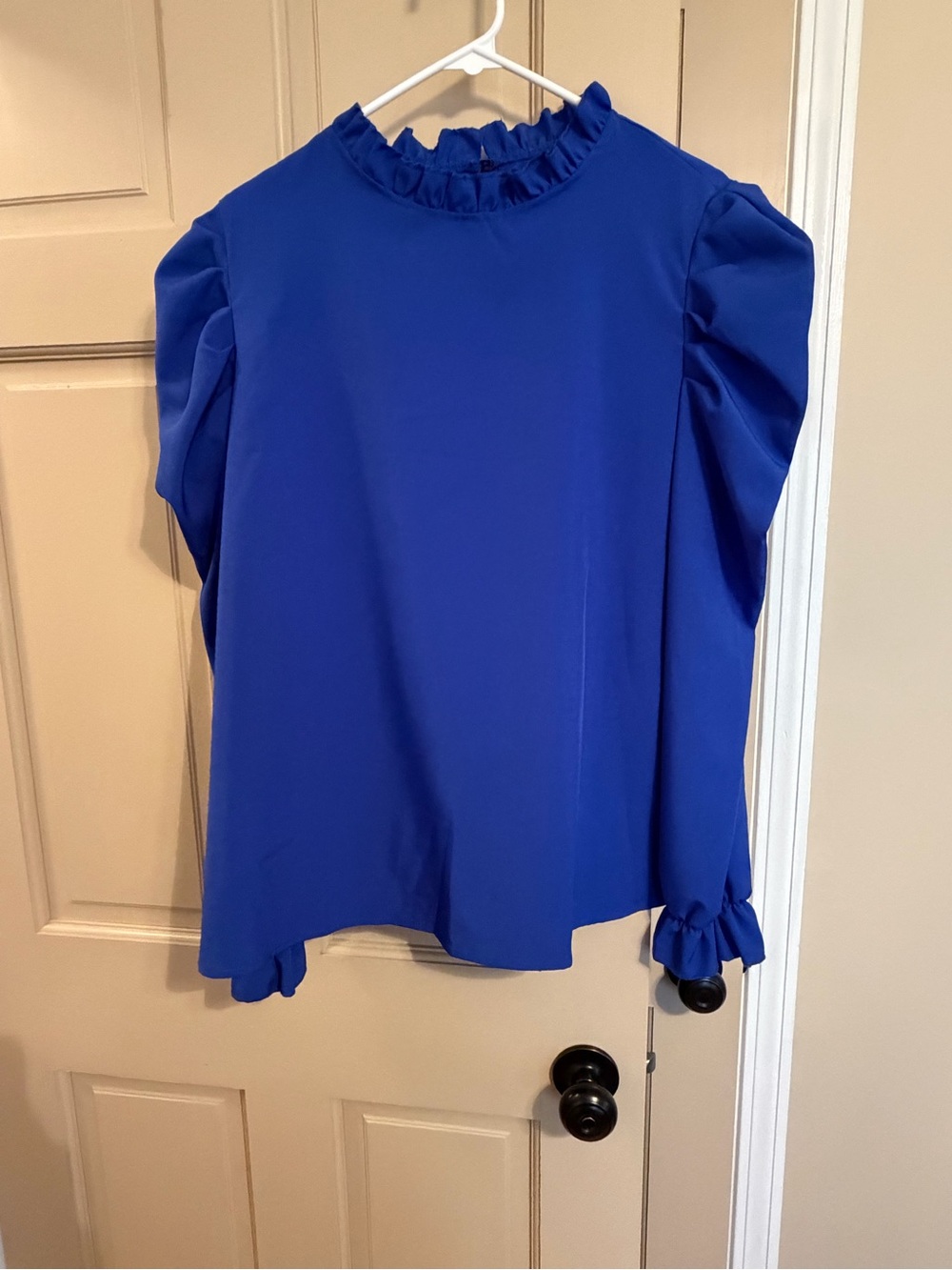 NWOT - SHEIN Cobalt Blue Long Sleeve Blouse with Ruffle Cuffs